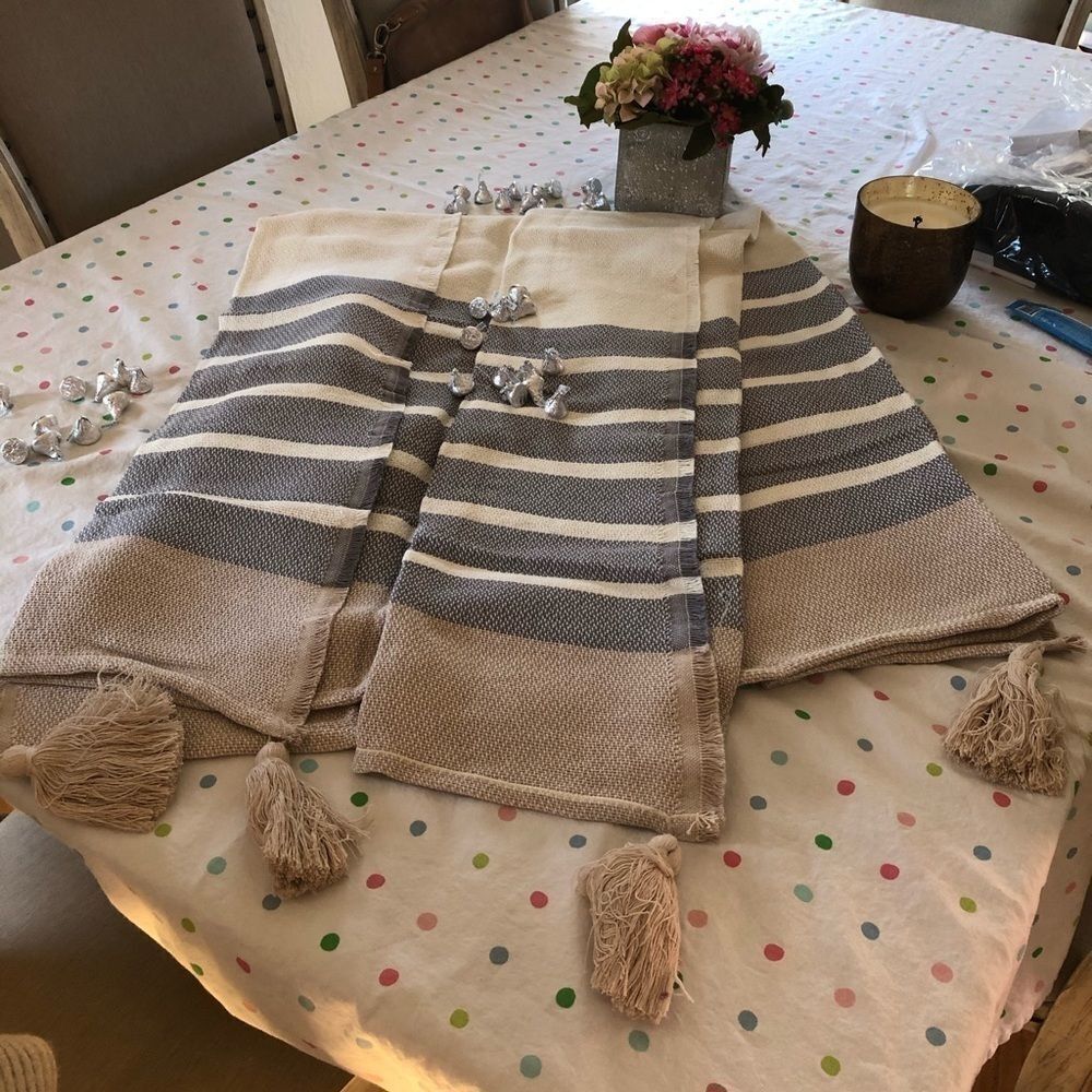 NWT Imani Collective Knit Throw Blanket Best Xmas Gift Cozy with tassels